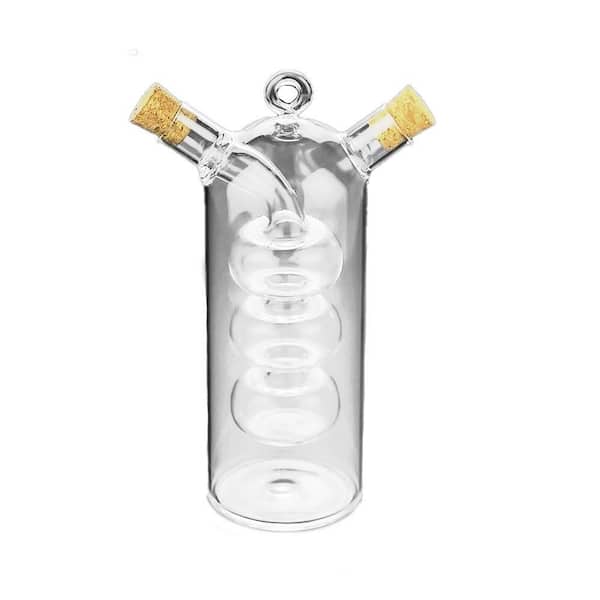2.5 oz. Transparent Glass Oil and Vinegar Dispenser Cruet Bottle with Cork Lid for Kitchen Cooking