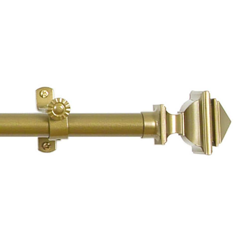 Achim 55" Antique Gold Metal Curtain Rod with PVC Finials