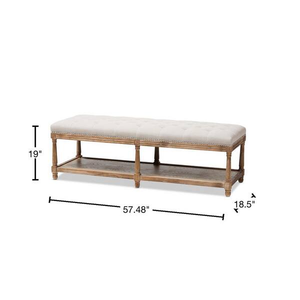 Baxton Studio Celeste Beige Fabric Upholstered Bench 28862 7607 HD