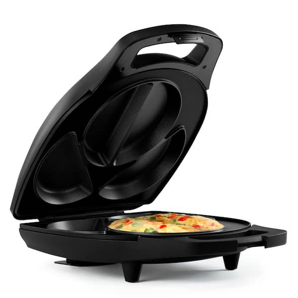 Non-Stick 4-Section Omelet & Frittata Maker Cooks 4 Portions Fast & Easy, Black, Specialty Grill Griddle for Breakfast