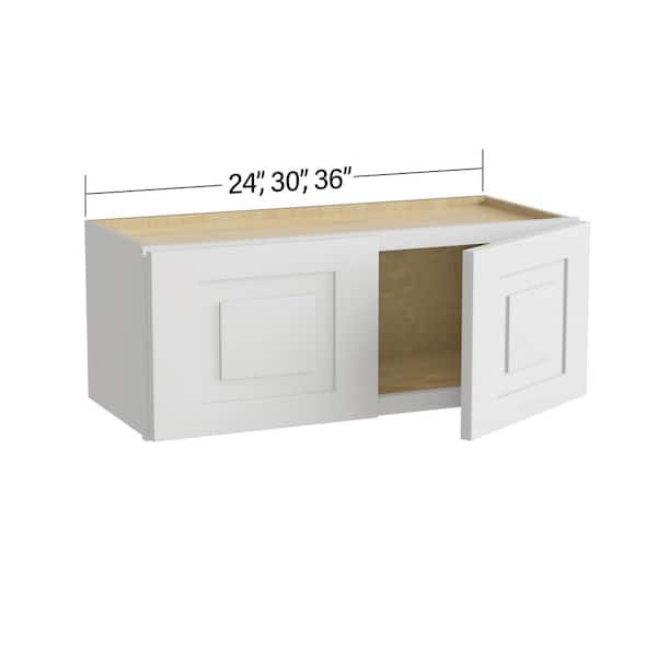 Home Decorators Collection Grayson Pacific White Painted Plywood Shaker Assembled Wall Kitchen Cabinet Soft Close 24 in W x 12 in D x 12 in H