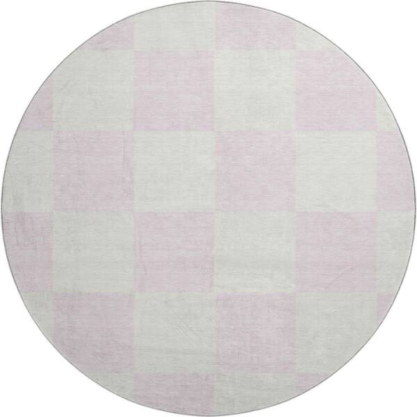 Mayfield Premium Machine Washable Abstract AMF2345 Pink 8 ft. x 8 ft. Round Rug