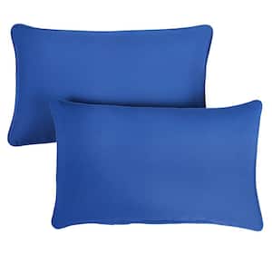 Sunbrella Canvas True Blue Rectangular Outdoor Corded Lumbar Pillows (2-Pack)