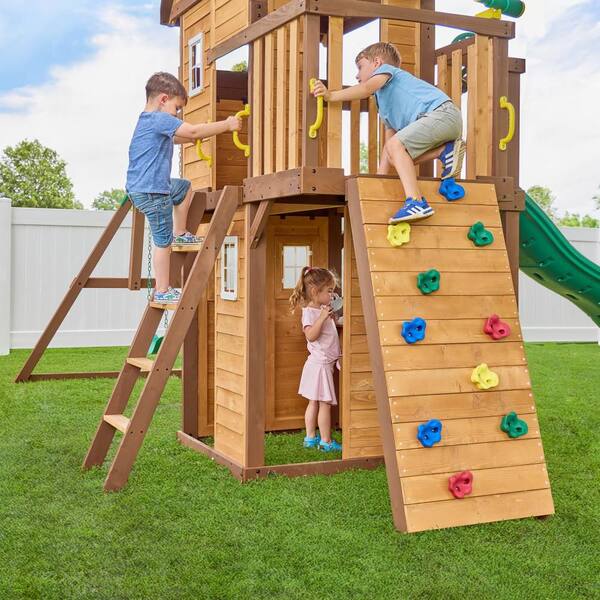 Backyard Discovery Spruce Hollow Spruce Wood Outdoor Swing Set