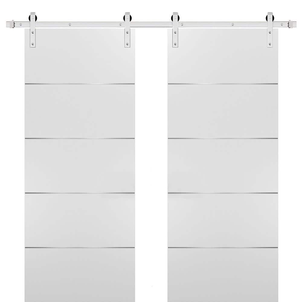 Sartodoors 0020 84 In. X 96 In. Flush White Finished Wood Barn Door ...