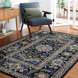 Micro-Loop Black/Green 3 ft. x 5 ft. Floral Border Area Rug