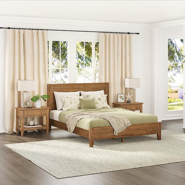 OrangeOne Lessio Light Brown Mid-Century 13.7 in. Solid Wood Frame