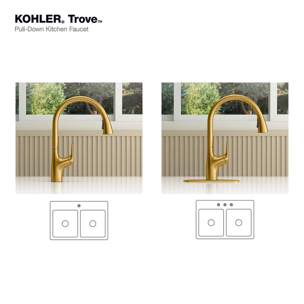 Vibrant Brushed Brass Single-Handle Pull Down Kitchen Faucet