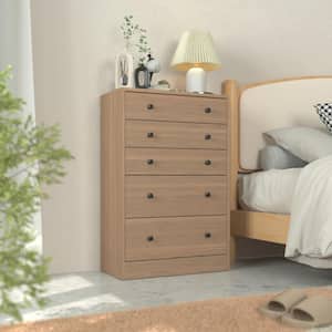 Oversized 5-Drawer Wood Color Chest of Drawers Dressers with 2 Large Drawers 48.3 in. H x 31.5 in. W x 15.7 in. D