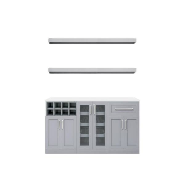 NewAge Products Home Bar 21 in. Gray Cabinet Set (6-Piece)