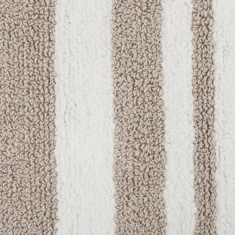 Taupe and White Cotton Reversible Bath Rug