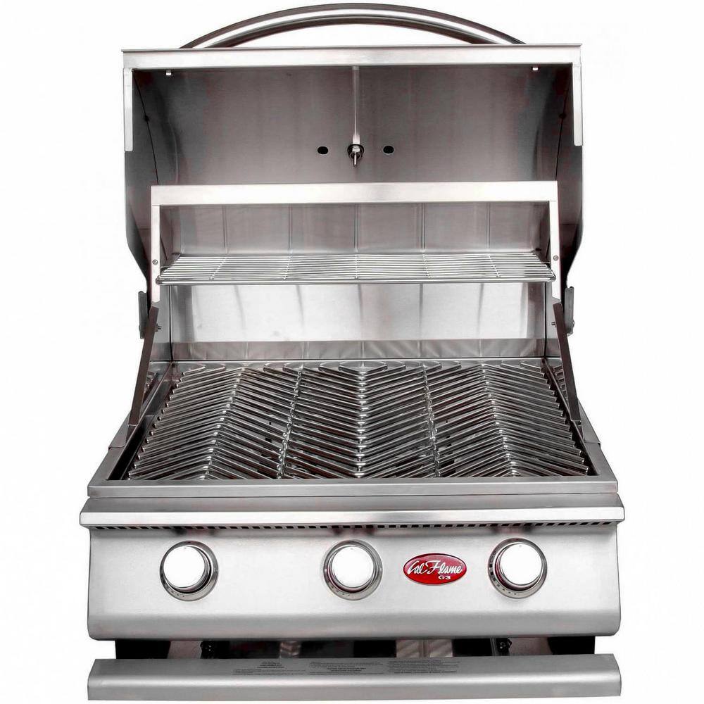 Stainless Steel 24'' Built-in 3-Burner Propane Gas Grill