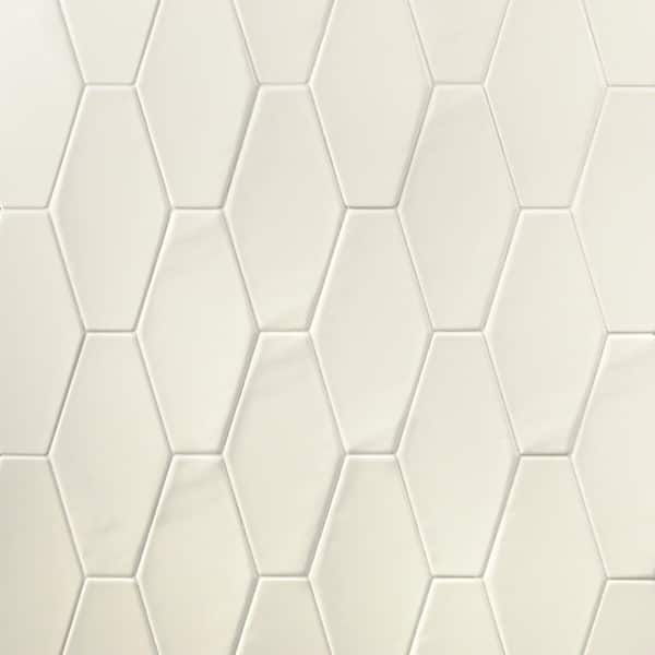 Ivy Hill Tile Birmingham Hexagon Vanilla 4 in. x 8 in. Polished Ceramic Subway Tile (5.38 sq. ft. / box)