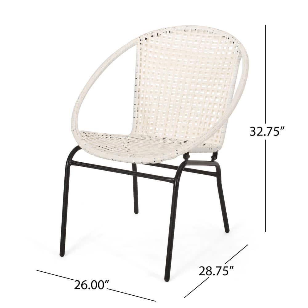 Modern Black and White Iron Framed Lounge Chair Set