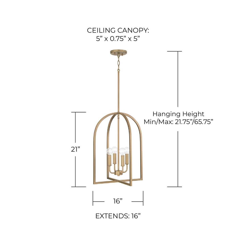 Lawson Contemporary Aged Brass 4-Light Foyer Pendant