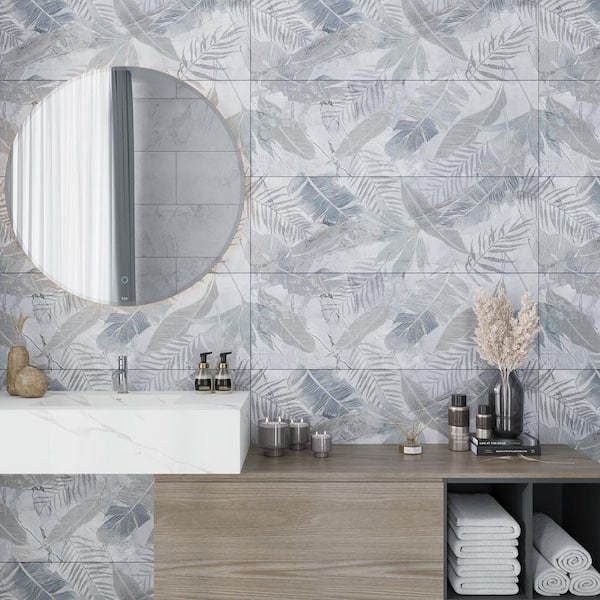 Strata 16 in. x 48 in. 3rd Fired White and Gray Ceramic Large Format Wall Tile (10.34 sq. ft./Case)-2 Pack