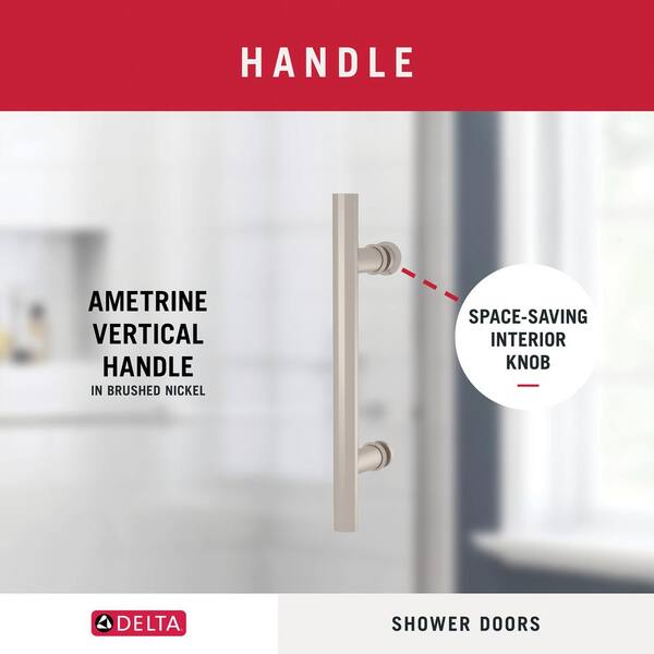Ametrine 48 in. x 76 in. Heavy Frameless Hinge Shower Door in Brushed Nickel with 5/16 in. (8 mm) Clear Glass Ametrine 48 in. x 76 in. Heavy Frameless Hinge Shower Door in Brushed Nickel with 5/16 in. (8 mm) Clear Glass
