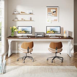 Capen 78.7 in. Rectangular Brown Engineered Wood Long Executive Desk Computer Desk Conference Table for Home Office
