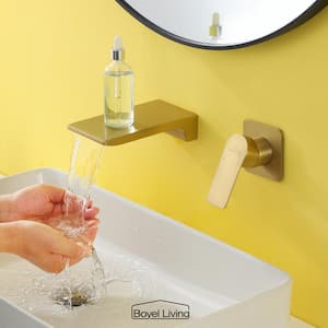 Single Handle Wall Mounted Faucet with Valve in Brushed Gold