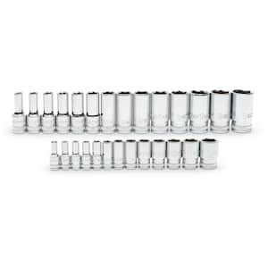 1/4 in. and 3/8 in. Drive 6 Point Mid Length Metric Socket Set (27-Piece)