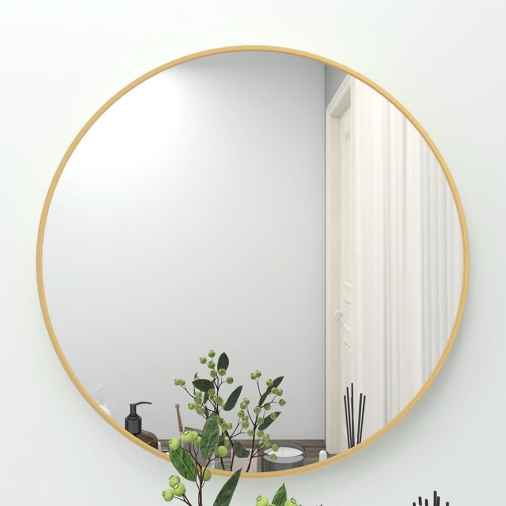 Afoxsos 24 in. W x 24 in. H Wall Circle Mirror Large Round Gold Framed  House Mirror for Wall Decor Big Bathroom Vanity Mirror HDMX2378 The Home  Depot