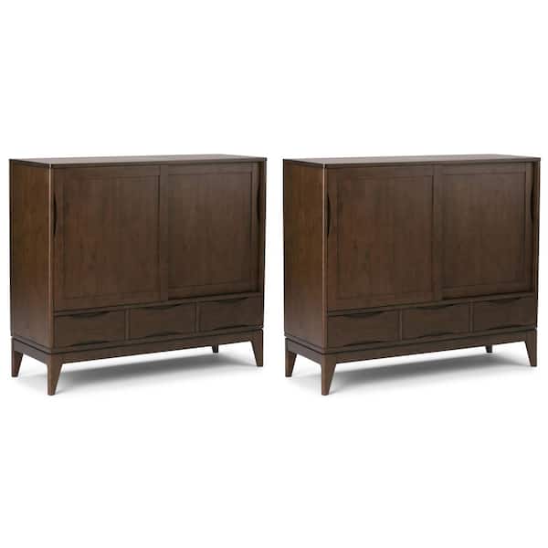 Harper Solid Wood 42 in. Storage Cabinet in Walnut Brown (Set of 2)