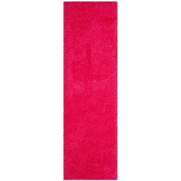 Laguna Shag 2 ft. x 10 ft. Fuchsia Solid Runner Rug