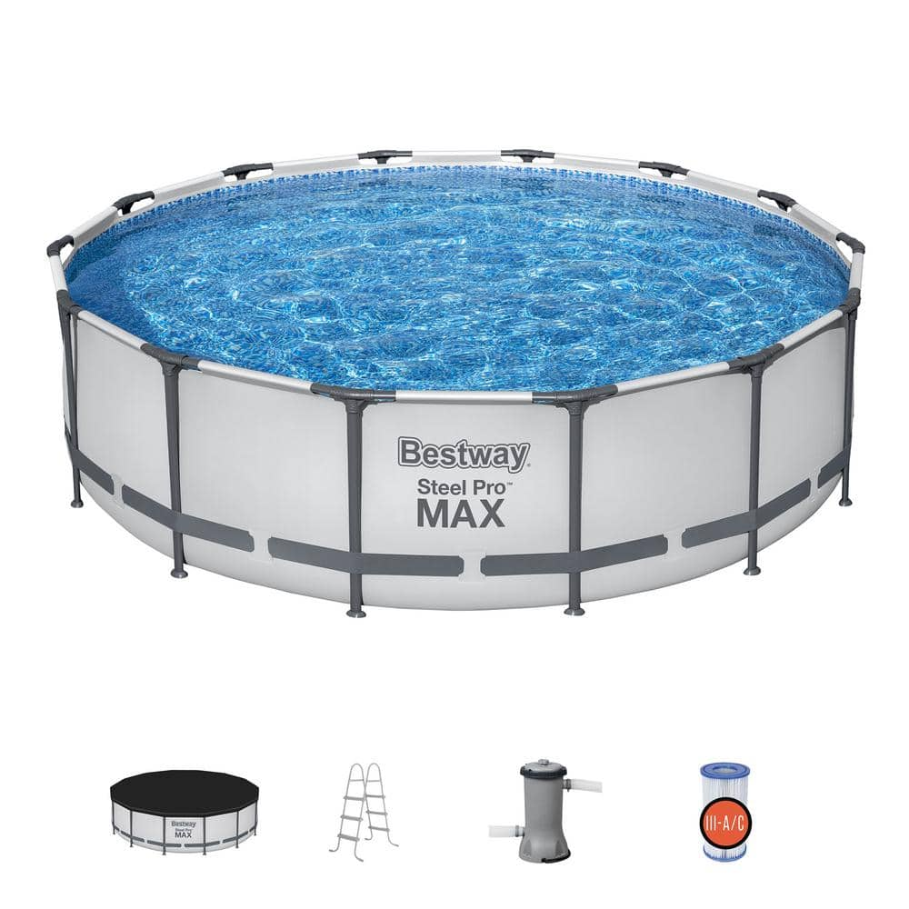 Bestway Steel Pro MAX 14 ft. x 14 ft. Round 3.5 ft. DMetal Frame Pool ...