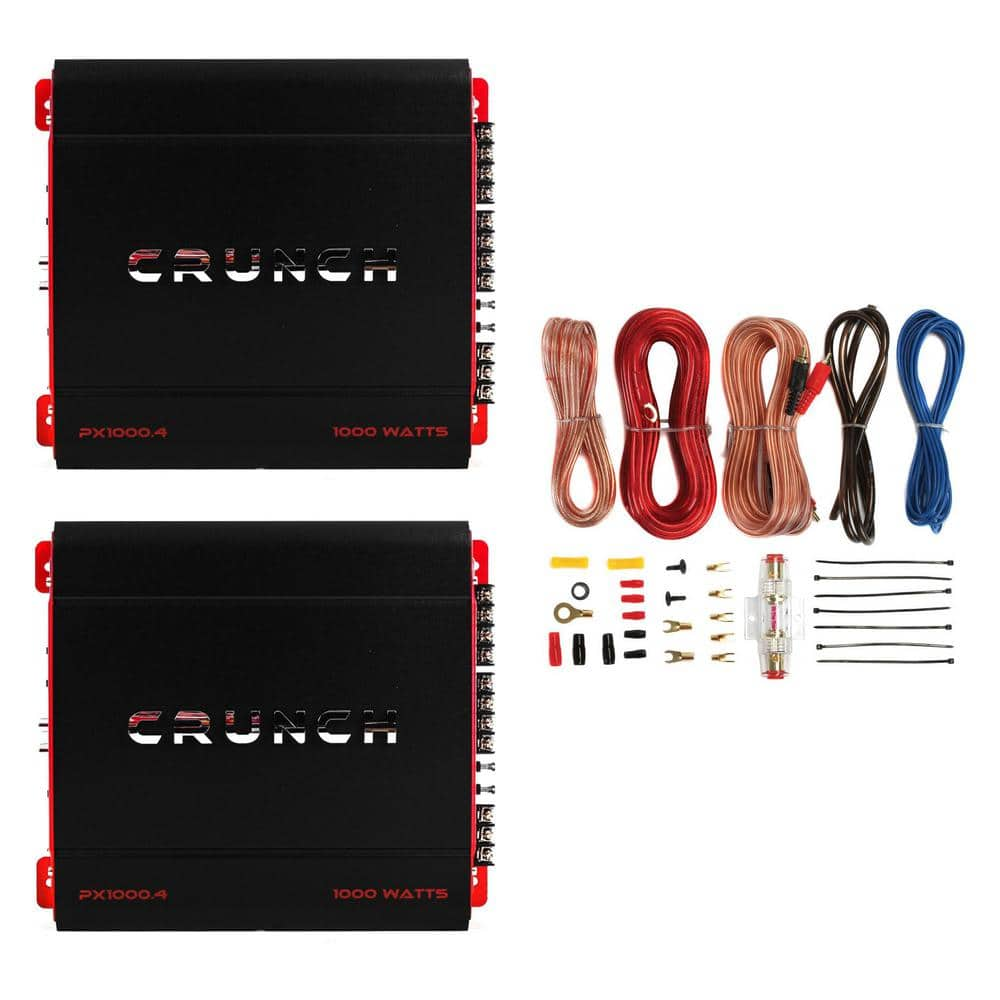 Crunch 4 Channel 1000-Watt A/B Class Stereo Amplifier (2-Pack) and Wiring Kit