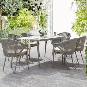 7-Piece Aluminum Outdoor Dining Set with Coffee Cushion