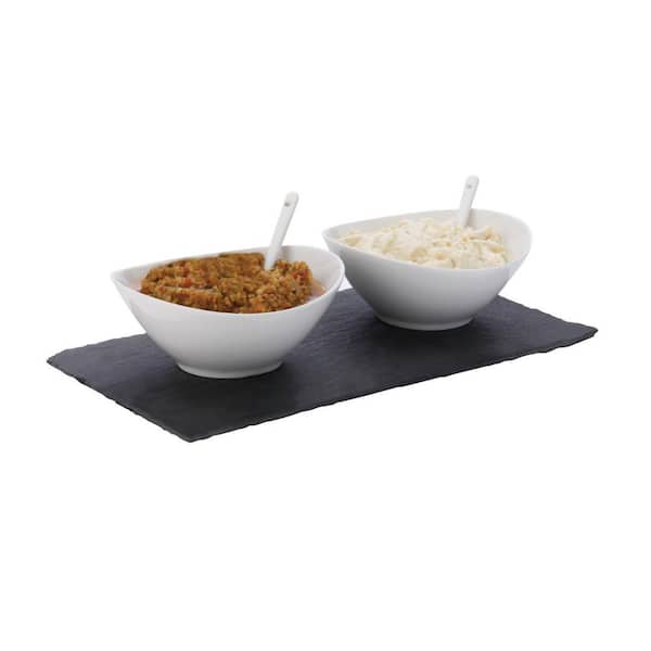 Maxwell & Williams 5-Piece Rectangular White Basics Slate Dipping Set