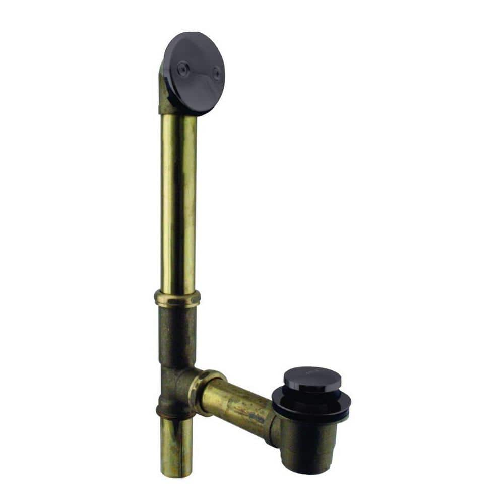 Westbrass 14 in. Brass Tip-Toe Drain Bath Waste in Matte Black D325-62 ...