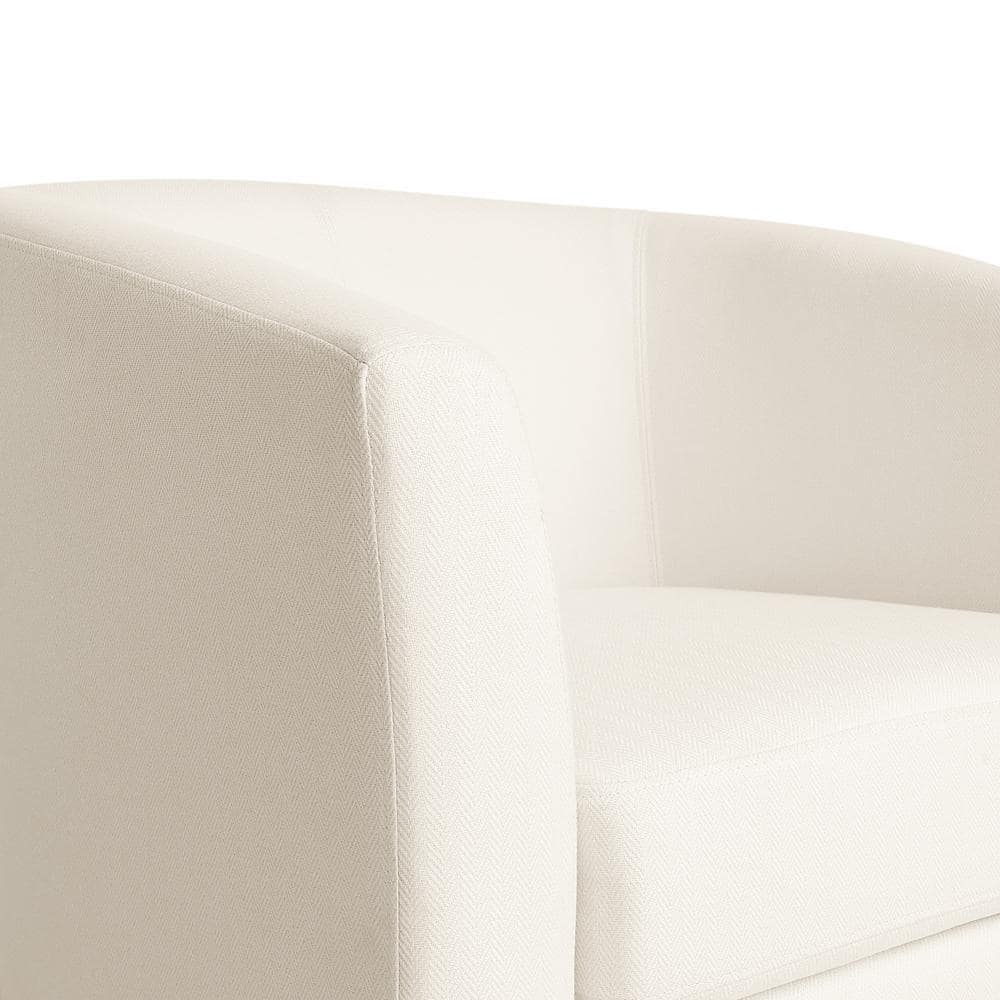 Modern White Upholstered Barrel Swivel Accent Chair
