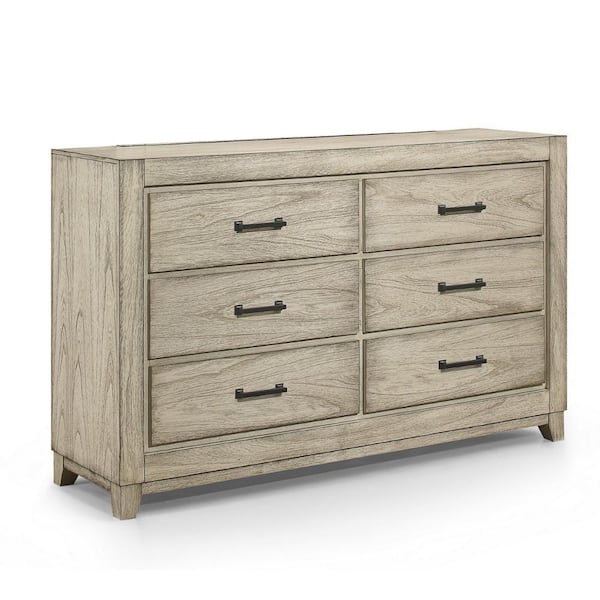 Benjara White 6-Drawer 61.4 in. Wide Dresser Without Mirror