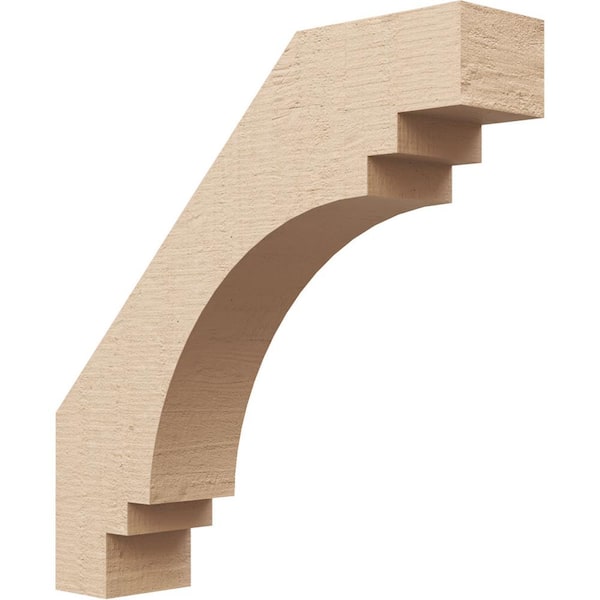 Ekena Millwork 3 in. x 14 in. x 14 in. Pescadero Rough Cedar Woodgrain Timberthane Polyurethane Knee Brace, Primed