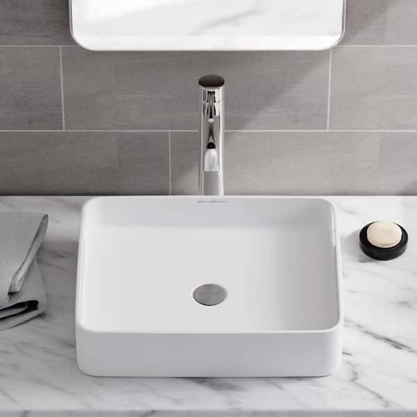 Swiss Madison Concorde 19 in. Rectangle Ceramic Vessel Sink in White