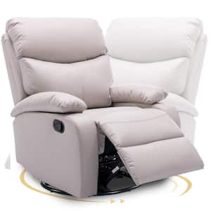 30.2 in Beige Small Manual Swivel Rocker Recliner, Reclining Chair with Padded Seat, Upholstered Recliner
