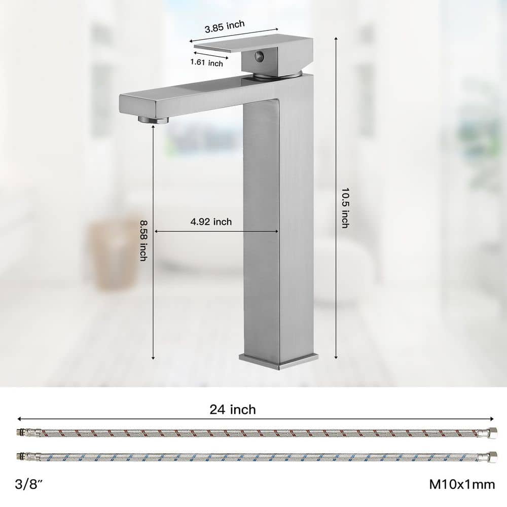 Brushed Nickel Single Handle Vessel Sink Bathroom Faucet