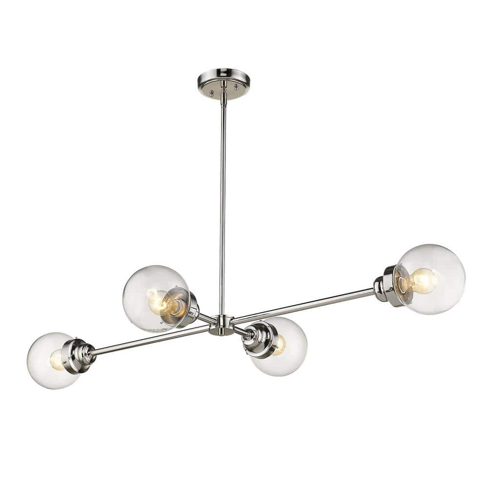 Portsmith Polished Nickel 48" Linear Glass Chandelier with LED