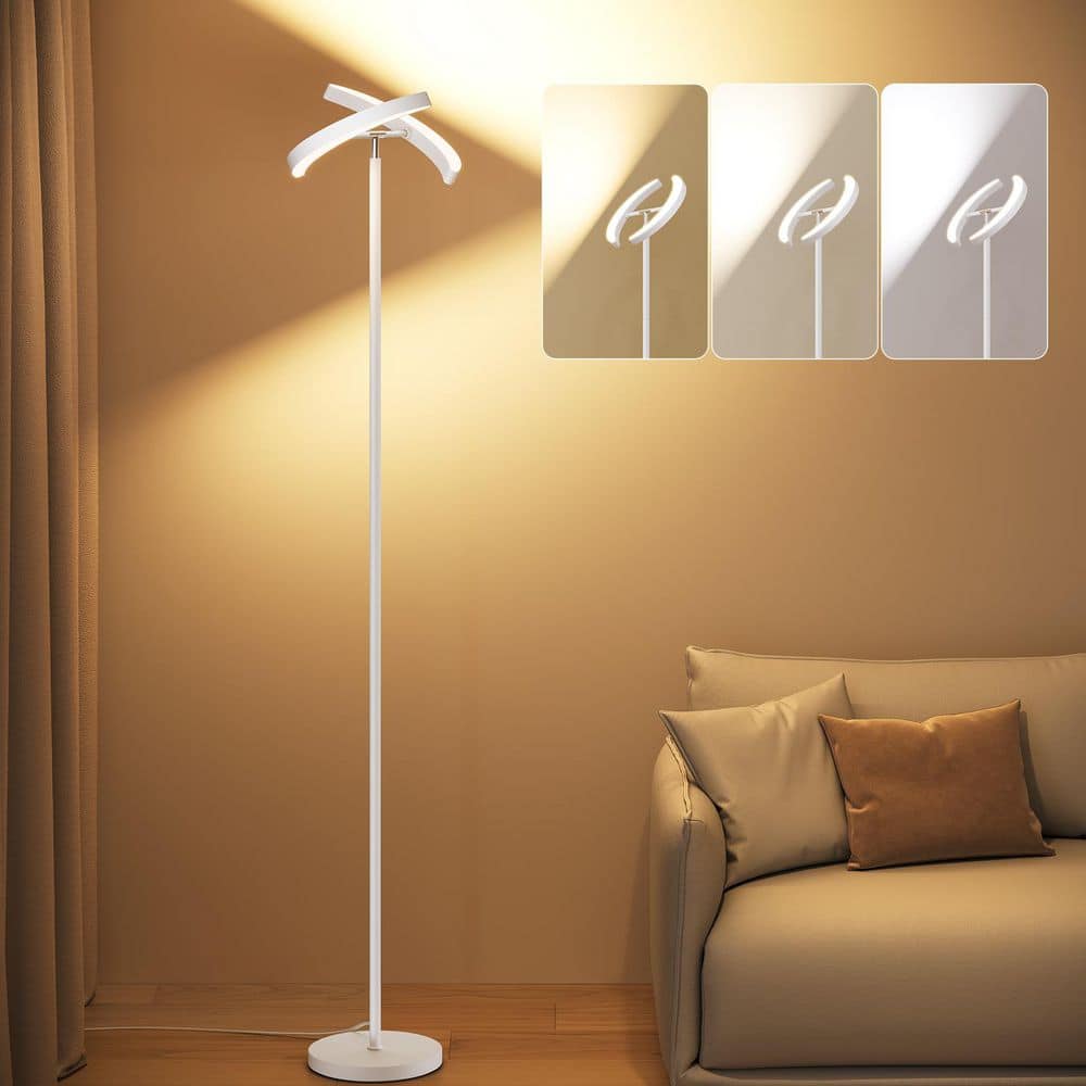 74 in. White Floor Lamps for Living Room, 28W LED Column Floor Lamp with 2 Rotatable Lights and Remote Control, Dimmable price history on PriceWatchPro