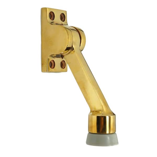 idh by St. Simons 4-1/2 in. Solid Brass Square Kick Down Door Stop in Polished Brass No Lacquer
