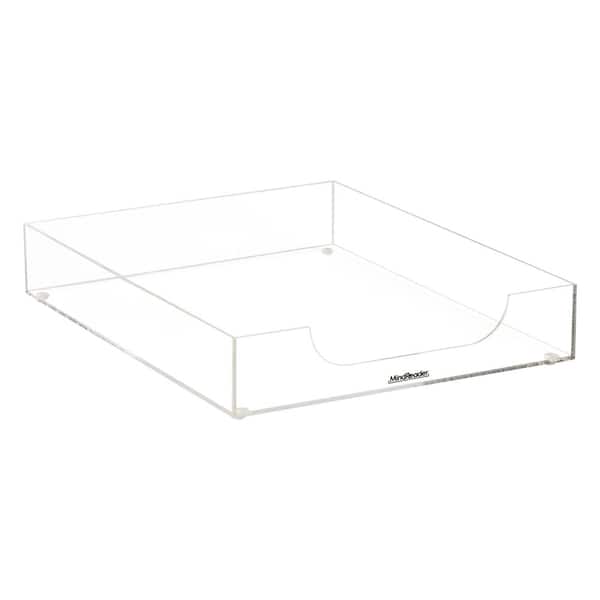 Paper Tray, Desktop Organizer, File Storage, Modern, Office, Acrylic, 10.25 in. L x 12.5 in. W x 2 in. H, Clear