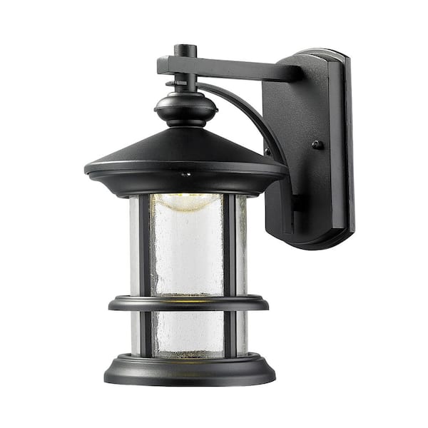 Unbranded Genesis 6-Watt 10.12 in. Black Integrated LED Aluminum Hardwired Outdoor Weather Resistant Lantern Wall Sconce Light