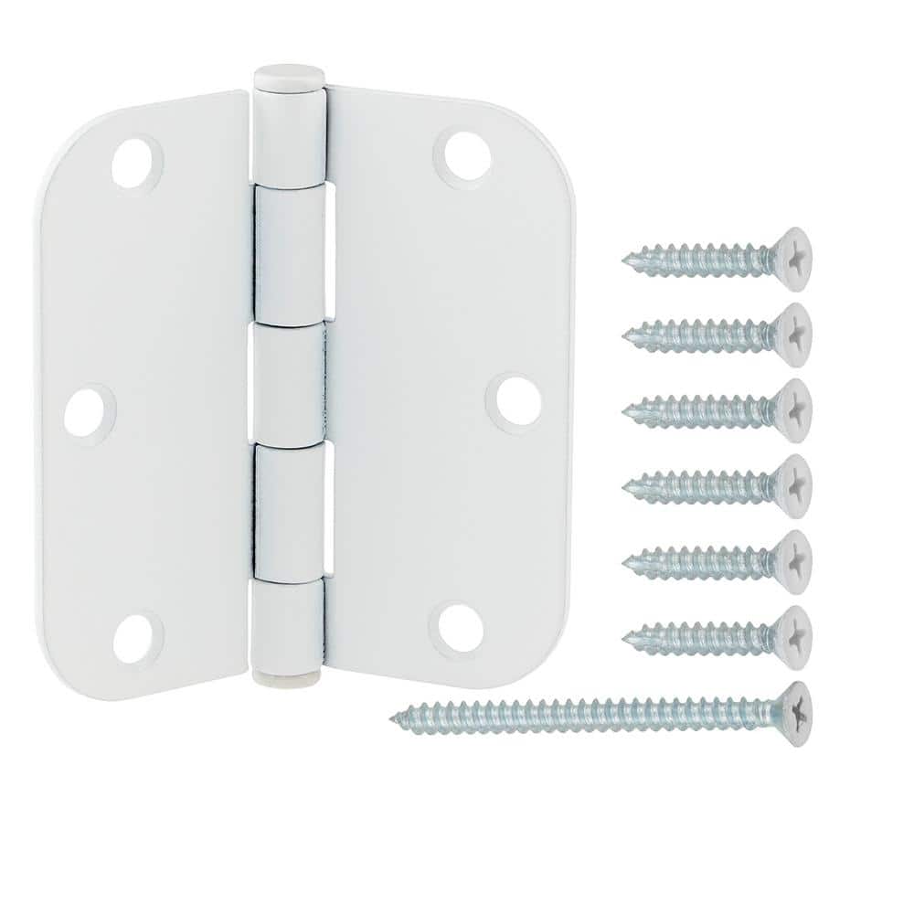 3-1/2 in. x 5/8 in. Radius White Squeak-Free Door Hinge