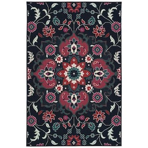 Bitki Collection Navy 2'2" x 7'10" Residential Indoor-Outdoor Runner