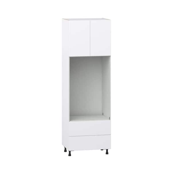 Timberline 30 in. W x 24 in. D x 94.5 in. H Assembled Slab Pantry Kitchen Cabinet in Bright White with 2 Drawers