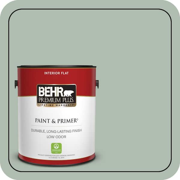 BEHR PREMIUM PLUS 1 gal. #450E-3 Southern Breeze Flat Low Odor Interior Paint & Primer