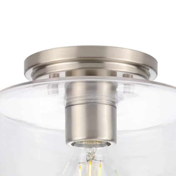 Adley Collection 1-Light Brushed Nickel Clear Glass New Traditional Flush Mount Light