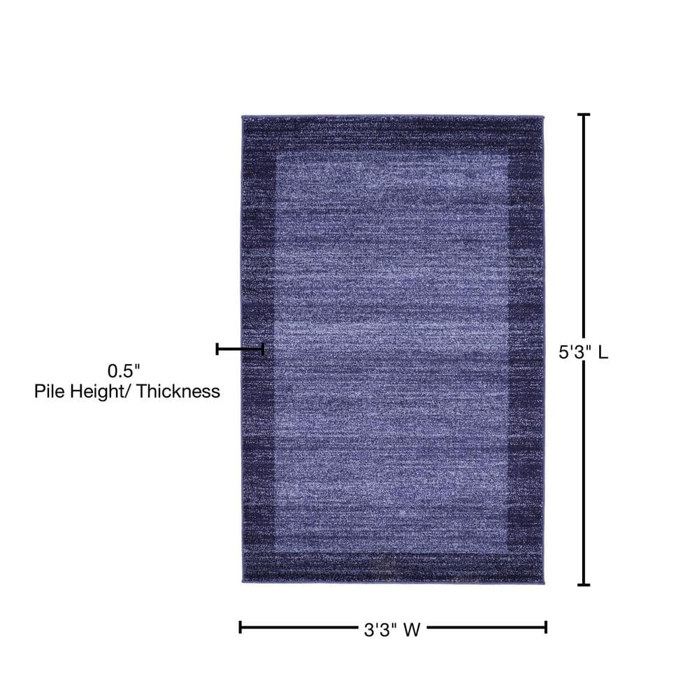 Navy Blue Tufted Rectangular Synthetic Area Rug