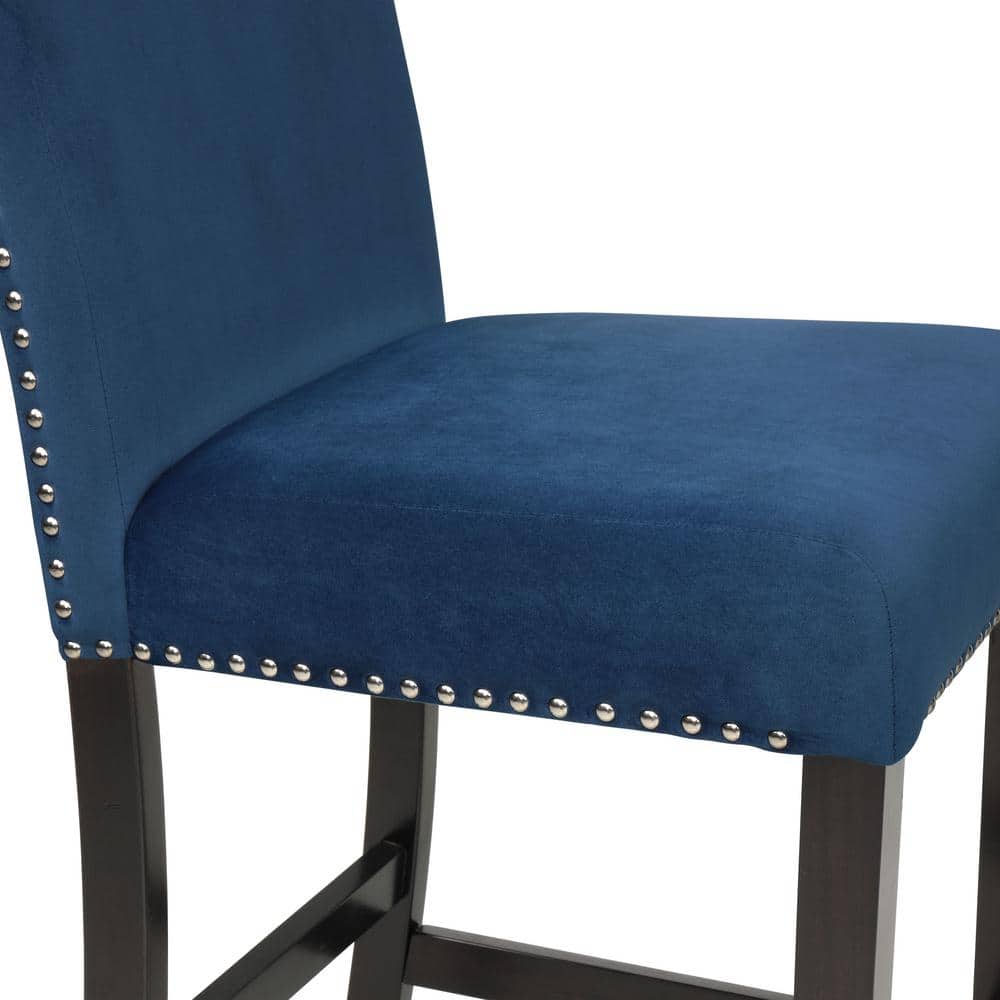 Celeste 5-Piece Blue Velvet and Faux Marble Counter Set